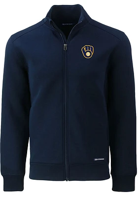 Cutter and Buck Milwaukee Brewers Mens Navy Blue Roam Light Weight Jacket