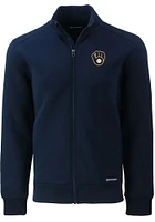 Cutter and Buck Milwaukee Brewers Mens Navy Blue Roam Light Weight Jacket