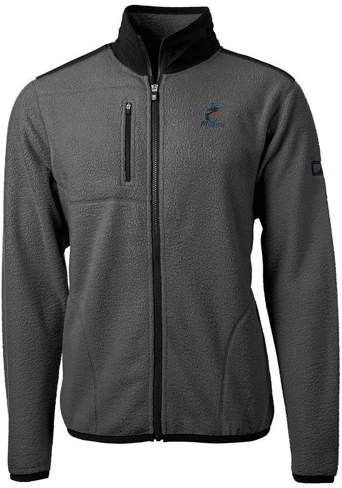 Cutter and Buck Miami Marlins Mens Cascade Eco Sherpa Light Weight Jacket