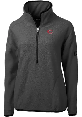 Cutter and Buck Cincinnati Reds Womens Cascade Eco Sherpa Qtr Zip