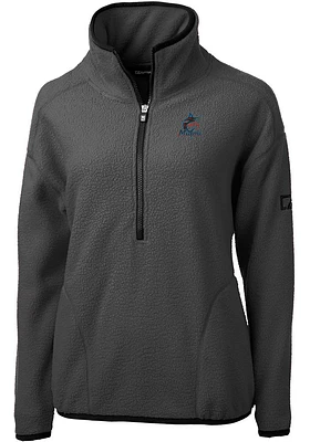 Cutter and Buck Miami Marlins Womens Cascade Eco Sherpa Qtr Zip