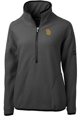 Cutter and Buck San Diego Padres Womens Grey Cascade Eco Sherpa Qtr Zip