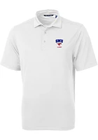 Cutter and Buck SMU Mustangs Mens White Virtue Short Sleeve Polo