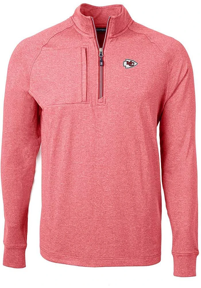 Cutter and Buck Kansas City Chiefs Mens Red Adapt Heathered Long Sleeve Qtr Zip Pullover