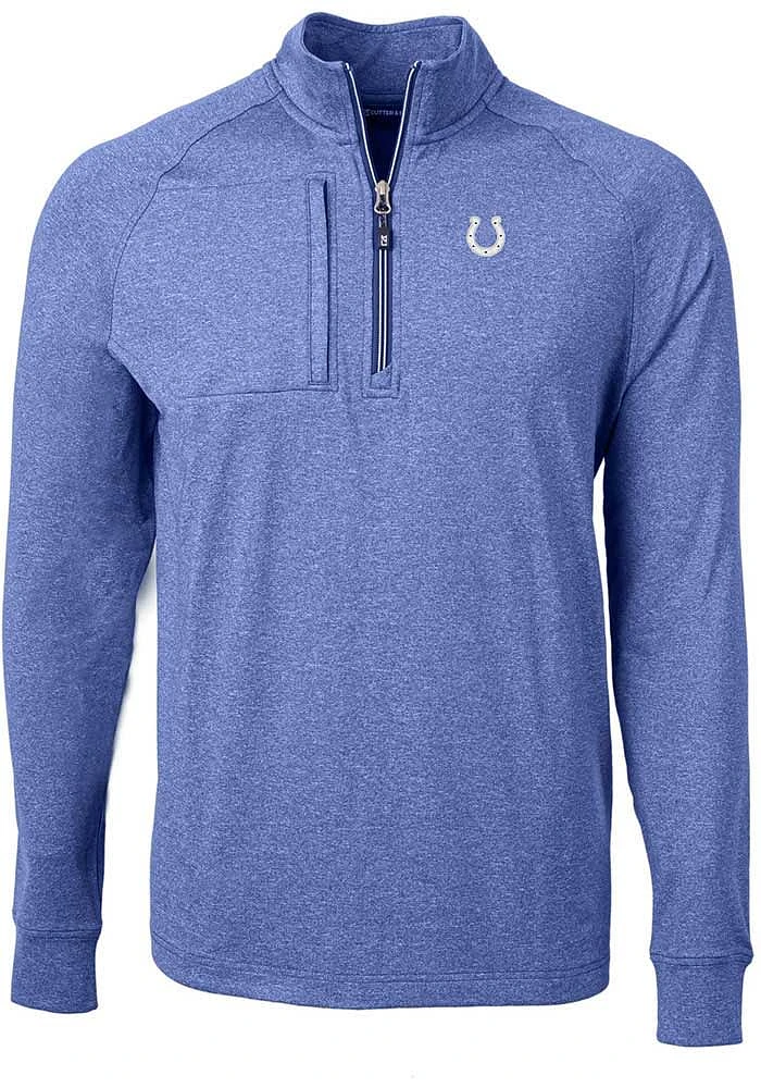 Cutter and Buck Indianapolis Colts Mens Blue Adapt Heathered Long Sleeve Qtr Zip Pullover