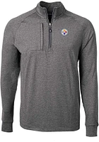 Cutter and Buck Pittsburgh Steelers Mens Black Adapt Heathered Long Sleeve Qtr Zip Pullover
