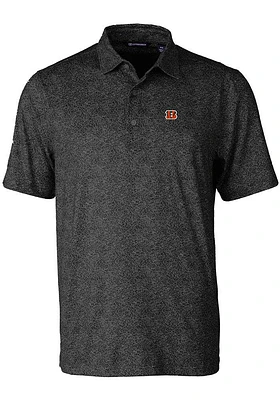 Cutter and Buck Cincinnati Bengals Mens Black Pike Constellation Print Short Sleeve Polo