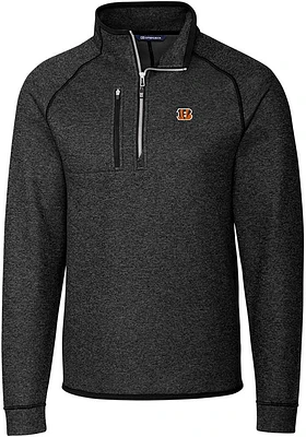 Cutter and Buck Cincinnati Bengals Mens Grey Mainsail Series Long Sleeve Qtr Zip Pullover