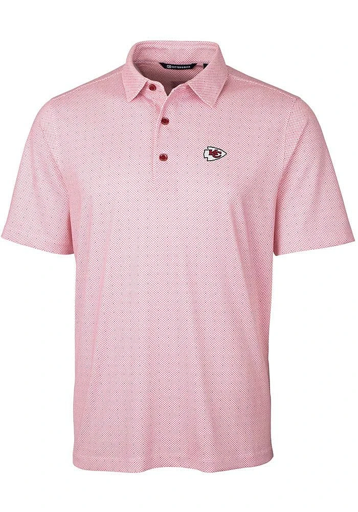 Cutter and Buck Kansas City Chiefs Mens Red Pike Double Dot Short Sleeve Polo