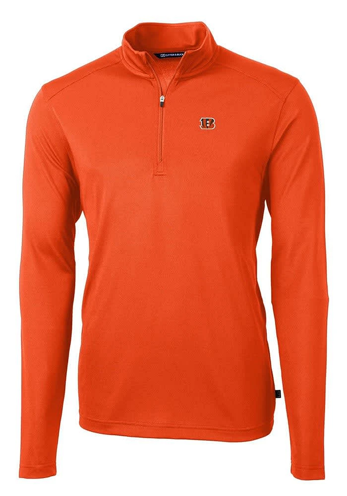 Cutter and Buck Cincinnati Bengals Mens Orange Virtue Long Sleeve 1/4 Zip Pullover