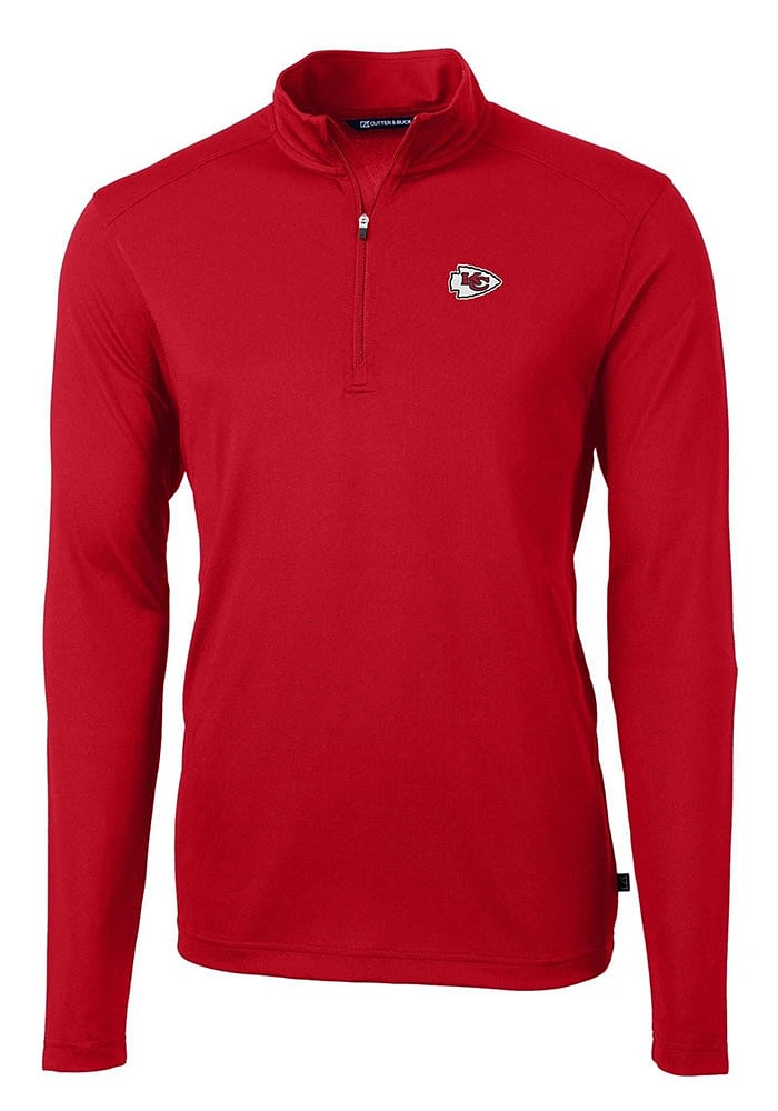 Cutter and Buck Kansas City Chiefs Mens Red Virtue Long Sleeve Qtr Zip Pullover