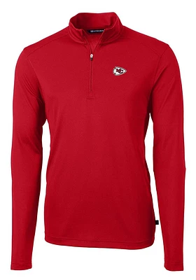 Cutter and Buck Kansas City Chiefs Mens Red Virtue Long Sleeve Qtr Zip Pullover