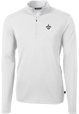 Cutter and Buck New Orleans Saints Mens White Virtue Long Sleeve Qtr Zip Pullover
