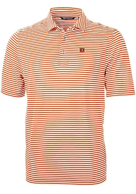 Cutter and Buck Cincinnati Bengals Mens Orange Virtue Stripe Short Sleeve Polo