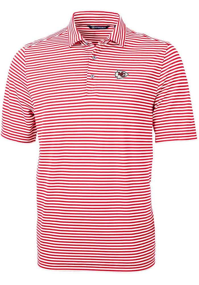 Cutter and Buck Kansas City Chiefs Mens Red Virtue Stripe Short Sleeve Polo