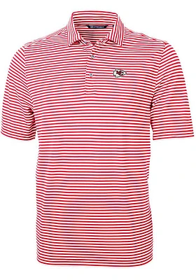 Cutter and Buck Kansas City Chiefs Mens Red Virtue Stripe Short Sleeve Polo