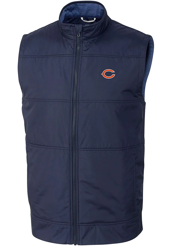 Cutter and Buck Chicago Bears Mens Navy Blue Stealth Sleeveless Jacket