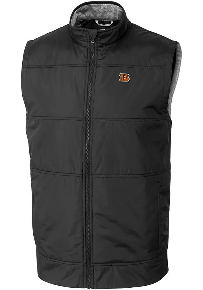 Cutter and Buck Cincinnati Bengals Mens Black Stealth Logo Sleeveless Jacket