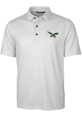 Cutter and Buck Philadelphia Eagles Mens Grey Pike Double Dot Short Sleeve Polo