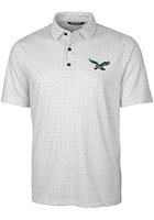 Cutter and Buck Philadelphia Eagles Mens Grey Pike Double Dot Short Sleeve Polo