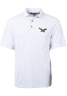 Cutter and Buck Philadelphia Eagles Mens White Virtue Tile Print Short Sleeve Polo