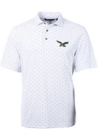 Cutter and Buck Philadelphia Eagles Mens White Virtue Tile Print Short Sleeve Polo
