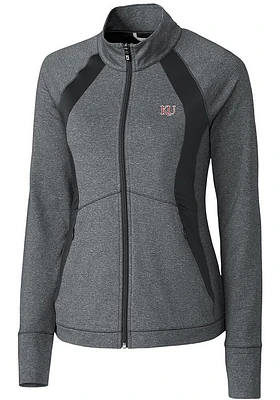 Cutter and Buck Kansas Jayhawks Womens Charcoal Shoreline Colorblock Medium Weight Jacket