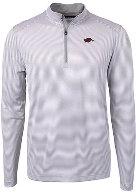 Cutter and Buck Arkansas Razorbacks Mens Grey Virtue Eco Pique Big Tall Qtr Zip