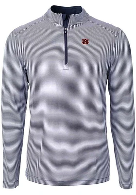 Cutter and Buck Auburn Tigers Mens Navy Blue Virtue Eco Pique Big Tall Qtr Zip