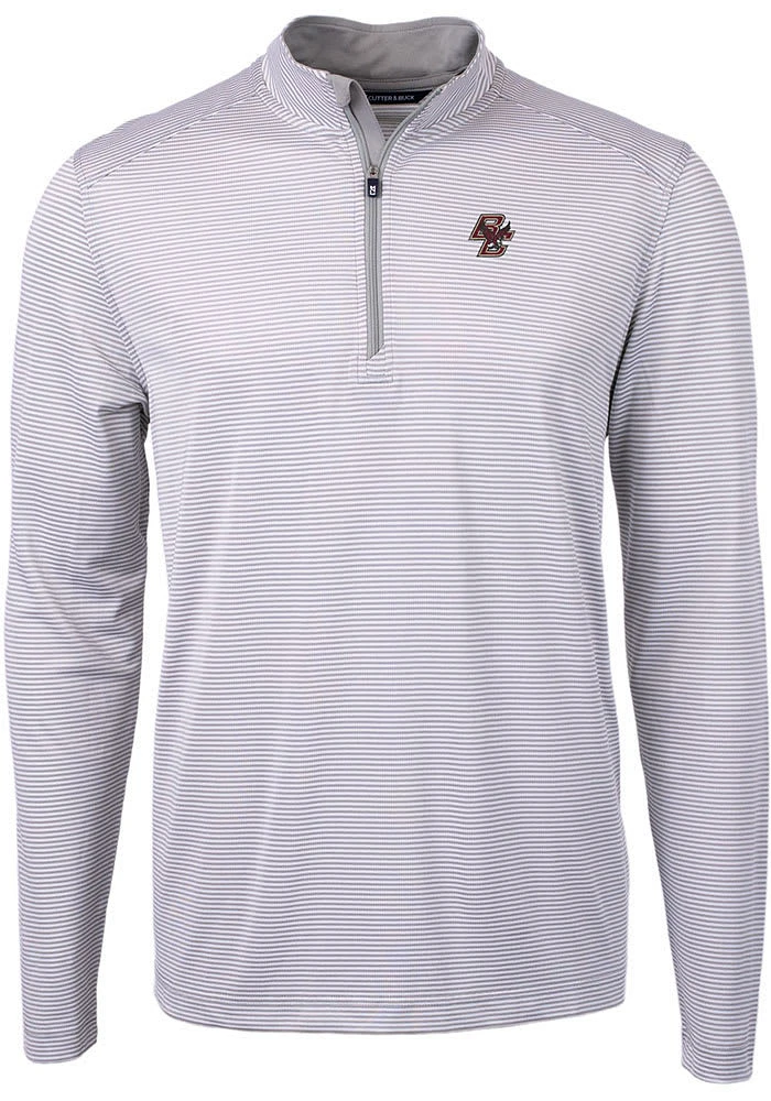 Cutter and Buck Boston College Eagles Mens Grey Virtue Eco Pique Big Tall Qtr Zip