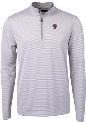 Cutter and Buck Boston College Eagles Mens Grey Virtue Eco Pique Big Tall Qtr Zip
