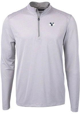 Cutter and Buck BYU Cougars Mens Grey Virtue Eco Pique Big Tall Qtr Zip