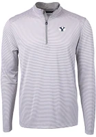 Cutter and Buck BYU Cougars Mens Grey Virtue Eco Pique Big Tall Qtr Zip