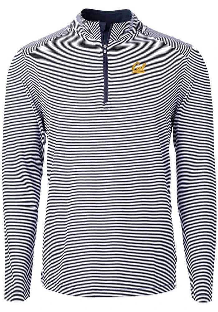 Cutter and Buck Cal Golden Bears Mens Navy Blue Virtue Eco Pique Big Tall Qtr Zip