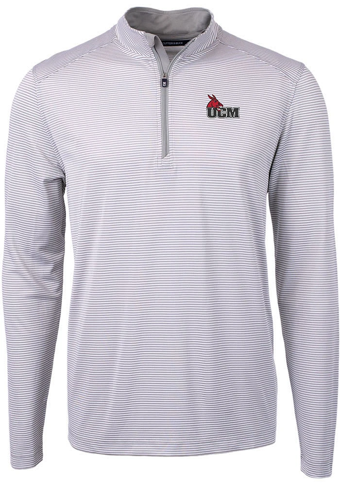 Cutter and Buck Central Missouri Mules Mens Grey Virtue Eco Pique Big Tall Qtr Zip