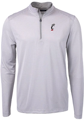 Cutter and Buck Cincinnati Bearcats Mens Grey Virtue Eco Pique Stripe Big Tall Qtr Zip