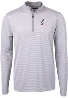 Cutter and Buck Cincinnati Bearcats Mens Grey Virtue Eco Pique Stripe Big Tall Qtr Zip