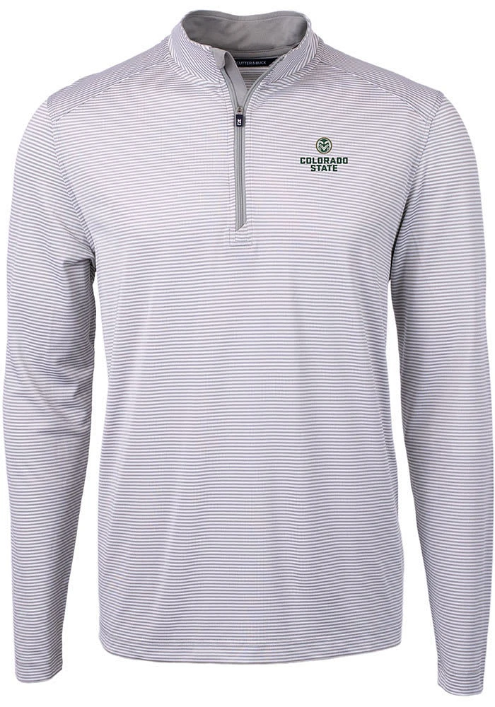 Cutter and Buck Colorado State Rams Mens Grey Virtue Eco Pique Big Tall Qtr Zip