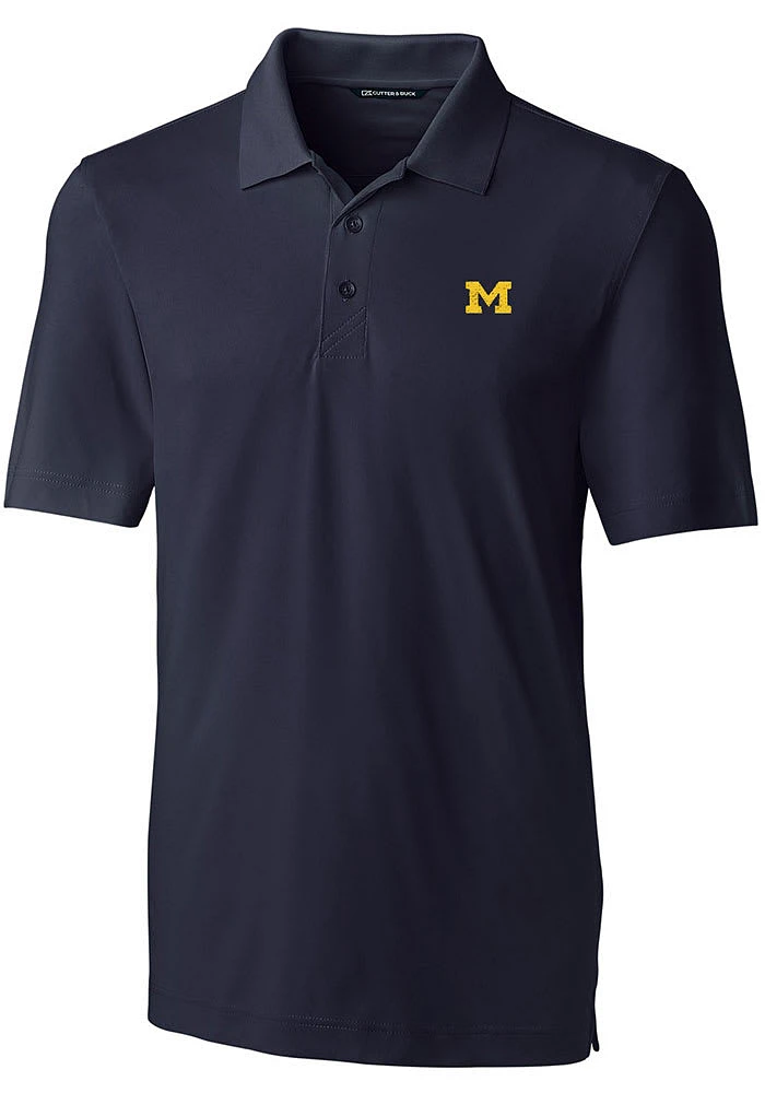 Cutter and Buck Michigan Wolverines Mens Blue Forge Stretch Short Sleeve Polo