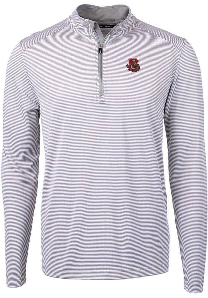 Cutter and Buck Cornell Big Red Mens Grey Virtue Eco Pique Tall Qtr Zip