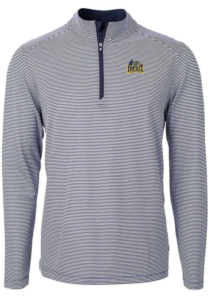 Cutter and Buck Drexel Dragons Mens Navy Blue Virtue Eco Pique Big Tall Qtr Zip
