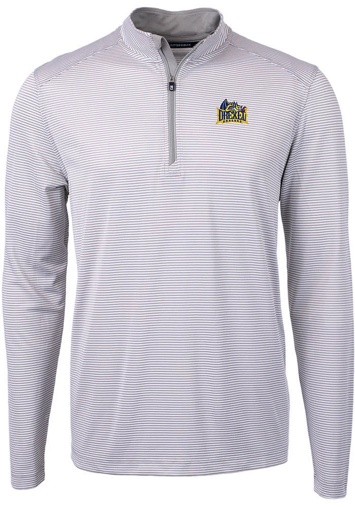 Cutter and Buck Drexel Dragons Mens Grey Virtue Eco Pique Big Tall Qtr Zip