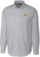 Cutter and Buck Michigan Wolverines Mens Grey Easy Care Long Sleeve Dress Shirt