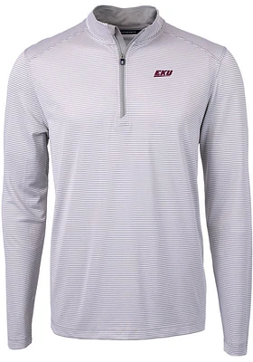 Cutter and Buck Eastern Kentucky Colonels Mens Grey Virtue Eco Pique Big Tall Qtr Zip