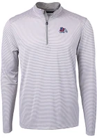 Cutter and Buck Fresno State Bulldogs Mens Grey Virtue Eco Pique Stripe Big Tall Qtr Zip