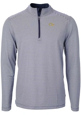 Cutter and Buck GA Tech Yellow Jackets Mens Navy Blue Virtue Eco Pique Big Tall Qtr Zip