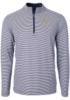Cutter and Buck GA Tech Yellow Jackets Mens Navy Blue Virtue Eco Pique Big Tall Qtr Zip