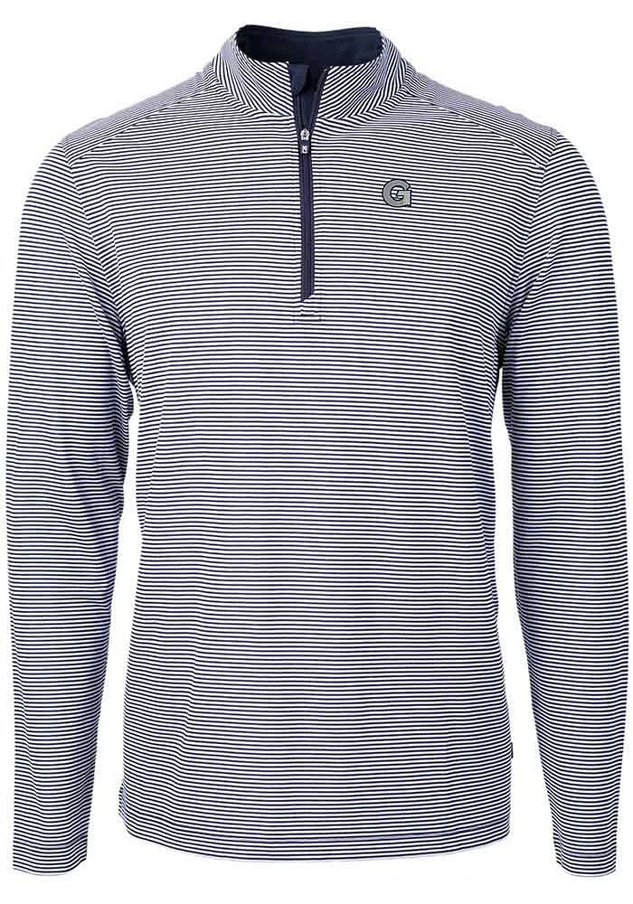 Cutter and Buck Georgetown Hoyas Mens Navy Blue Virtue Eco Pique Big Tall Qtr Zip