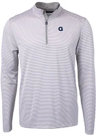 Cutter and Buck Georgetown Hoyas Mens Grey Virtue Eco Pique Stripe Big Tall Qtr Zip