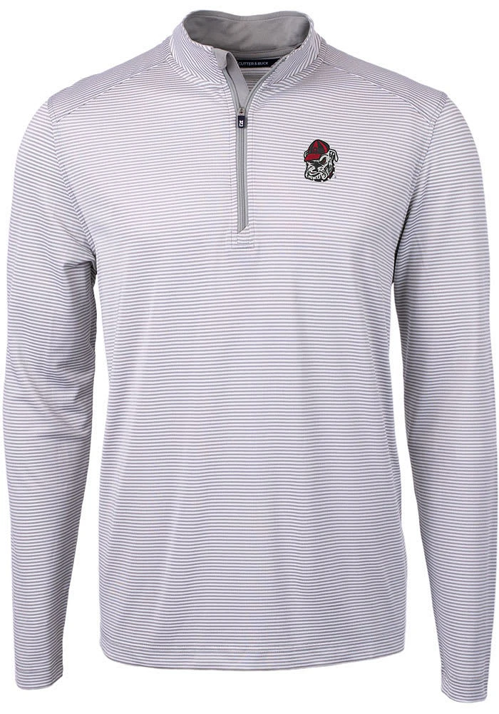 Cutter and Buck Georgia Bulldogs Mens Grey Virtue Eco Pique Big Tall Qtr Zip
